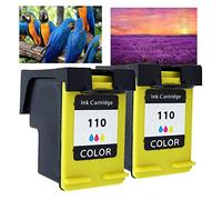 ouguan 2 x Tricolor cartuchos de tinta reciclados HP 110 110 x L CB304 A Compatible para HP Photosmart A510 A516 A526 A528 A532 A536 A610 A612 A617 A618 impresora