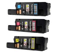 Ouguan - Cartucho de tóner Compatible S050614 S050613 S050612 S050611 para Epson Aculaser C1700 C1700DN C1700N C1750 C1750N C1750W CX17 CX17NF CX17WF (1 Cian, 1 Magenta, 1 Amarillo)