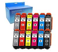 Ouguan® Lote de 12 cartuchos de tinta Epson 478 XL 378 XL compatibles con Epson Expression Photo HD XP-15000