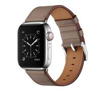OUHENG Correas de cuero compatibles con Apple Watch Band de 42 mm, 41 mm, 40 mm, 38 mm, correa de cuero genuino compatible con Apple Watch Series 11/10/9/8/7/6/5/4/3/2/1 y SE3 SE2 SE, gris pardo
