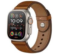 OUHENG Correas de cuero compatibles con Apple Watch Band de 49mm/46mm/45mm/44mm/42mm, correa de cuero genuino para iWatch Ultra 3/2/1 y SE 3/2/1 Series 11 10 9 8 7 6 5 4 3 2 1 (marrón retro/titanio)
