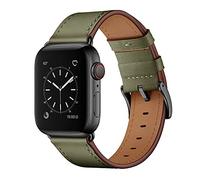 OUHENG Correas de cuero compatibles con Apple Watch Band de 49mm/46mm/45mm/44mm/42mm, correa de cuero genuino para iWatch Series 11/10/9/8/7/6/5/4/3/2/1 y Ultra 3/2/1 y SE3 SE2 SE, verde militar/negro