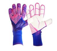 OUHKDM Guantes de Portero con protección para los Dedos, Guantes Profesionales de látex para Adultos y jóvenes, para Entrenamiento y Partidos.(Blue and Pink,7)