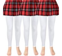 ouhos 3 medias de ballet para niña, sin pies, opacas, color blanco y negro, extremadamente resistentes, para niños, tallas 100-170 (FR/ES, Edad, 8 años, 10 años, Regular, Blanco)