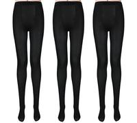 ouhos 3 pares de medias negras para mujer, elásticas, semiopacas, cómodas, para mujer, tallas grandes (FR/ES, Letras, M, XL, Regular, Regular, Negro)