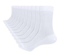 ouhos 6 pares de calcetines de bambú para hombre, color blanco y negro, sin olor, suaves, transpirables, sin costuras, para hombre, talla 36-40, blanco, 9-12