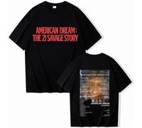 OUHZNUX Camiseta Algodón 21 Savage I Am I Was Portada del Álbum Camiseta con Cuello Redondo Camiseta Retro Harajuku para Hombre Y Mujer Camiseta De Manga Corta De Gran Tamaño-Black||XS