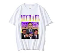 OUHZNUX Camisetas Michael Scott Unisex Tribute The Office Hombres Camisetas Serie De Televisión Dwight Schrute Steve Carell Camisetas Moda Casual Manga Corta Algodón Oversized Xxs-3Xl