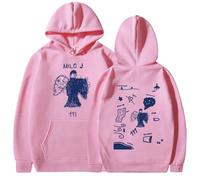 OUHZNUX Rapero Milo J 111 Álbum Merch Sudadera con Capucha Ropa para Hombre Y Mujer Sudadera con Capucha Harajuku Hip Hop Pullovers Vintage De Manga Larga Streetwear XS-3XL-Pink||l