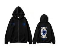 OUHZNUX Rapero Milo J 111 Tour Chaqueta Con Cremallera Abrigos Hombre Mujer Pulóveres Con Cremallera Y Manga Larga Moda Hip Hop Sudaderas Oversize Abrigos XS-3XL-Black&c||l