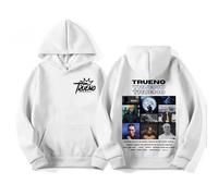 OUHZNUX Sudaderas Rapero Trueno Album Tour Cover Graphics Sudaderas Moda Pop Music Hip Hop Street Sudadera Hombres Mujeres Harajuku Sudadera Manga Larga XS-3XL-White||s