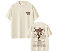 OUHZNUX Unisex Camiseta Chris Brown Rapero Breezy Bowl XX Tour 2025 Camiseta Gráfico Moda Vintage Manga Corta Hombres Mujeres Hip Hop Camisetas Verano Tops XXS-4XL-Khaki||m