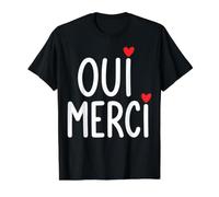 Oui Merci Lindo Francés Cita Francia Amante Francófilo Camiseta gráfica económica, Hombre, Negro, M