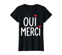 Oui Merci Lindo Francés Cita Francia Amante Francófilo Camiseta gráfica económica, Mujer, Negro, XL