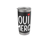 Oui Merci Lindo Francés Cita Francia Amante Francófilo Vaso térmico de acero inoxidable de doble pared