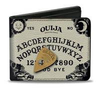 Ouija Board - Cartera plegable, tabla Ouija con plancha blanca y negra, cuero vegano, Blanco, 4.0" x 3.5", Casual