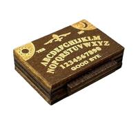 Ouija Board, Wooden Divination Tool, Mystical Spirit Game with Storage Drawer, Tiny Halloween Decoration, Ideal for Party Supplies, Sorcery Setup, Tabletop Display, Paranormal Fun