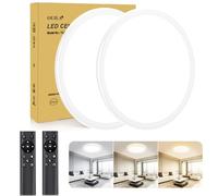 OUILA Ø30CM Plafon LED Techo Regulable, 24W 3000K-6500K Redondo Moderna Lampara LED Techo Plafones Mando a Distancia 2400LM Lamparas de Dormitorio de Techo Salon, Cocina, Baño, Pasillo, Sala，2 Piezas