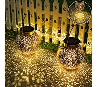 OUILA Farol Solar Exterior, 2 Piezas Lámpara IP65 Resistente al Agua, Linterna Colgante para Jardín, Terraza, Balcón