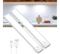 OUILA Lámpara de cocina LED para armario con detector de movimiento USB-C recargable, luz LED regulable, luz nocturna inalámbrica para cocina, armario, 20,5 cm, 2 unidades