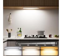 OUILA Lámpara de cocina LED para debajo de los muebles, 2 unidades, 23 cm, 3 modos de color, iluminación para armario, recargable por USB, lámpara magnética, sin cables, luz para armario con detector