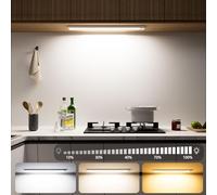 OUILA Luz LED Armario con Sensor de Movimiento, 43CM Regulable Luz LED Adhesiva con 3 Color Modos, 2500 mAh USB Recargable Luz Nocturna para Cocina, Armario, Escaleras, Pasillo, Garaje