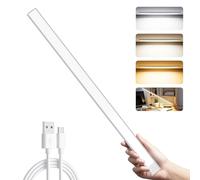 OUILA Luz de Armario con Sensor Movimiento,60CM Recargable Luz Nocturna con temperatura de 3 colores,Regulable Lampara LED Adhesiva para Gabinete, Pasillo, Escalera, Sótano, Cocina, Garaje