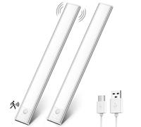 OUILA Luz de Armario con Sensor Movimiento 6500K Recargable Luz Nocturna,31CM Regulable Lampara LED Adhesiva para Gabinete, Pasillo, Escalera, Sótano, Cocina, Garaje-2 Packs