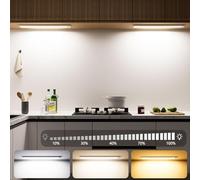 OUILA Luz LED Armario con Sensor de Movimiento, 43CM Regulable Luz LED Adhesiva con 3 Color Modos, 2500 mAh USB Recargable Luz Nocturna para Cocina, Armario, Escaleras, Pasillo, Garaje-2 Piezas