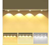 OUILA Luz LED Armario Sensor Movimiento, 44CM Luces Armario Recargables 1500mAh LED Cocina Bajo Mueble Regulable 3 Temperatura Color 3000K/4000K/6000K para Decor Estante para Libros, Estante, Cocina