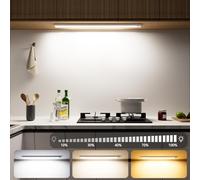 OUILA Luz LED para debajo de los armarios de cocina, 2 unidades de 60 cm, luz LED con sensor, 3000 K-6500 K regulable, 5000 mAh, 156 LED, luces LED con sensor para cocina, armario, escaleras, pasillo,