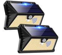 OUILA Luz Solar Exterior, 185 LED 3 Modos Luces Solares con Sensor Jardin de Movimiento, Foco Solar Exterior IP65 Impermeable para Jardín, Garaje, Calle, Patio, Puertas(2 Paquete Blanco Cálido)