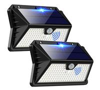 OUILA Luz Solar Exterior, 185 LED 3 Modos Luces Solares con Sensor Jardin de Movimiento, Foco Solar Exterior IP65 Impermeable para Jardín, Garaje, Calle, Patio, Puertas(2-Paquete Blanco Frío)