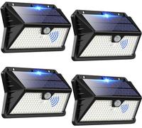 OUILA Luz Solar Exterior, 4 Paquete 185 LED 3 Modos Focos Solares Exterior con Sensor de Movimiento, IP65 Impermeable Lamparas Exterior para Jardín, Garaje, Calle, Patio, Caminos(Blanco Frío)