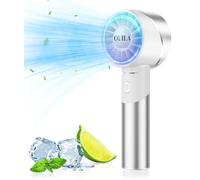 OUILA Mini Ventilador de Mano Portátil, 2600mAh Recargable Ventilador Pequeño De Alta Velocidad Recargable 4 Velocidades, Metal-Blanco