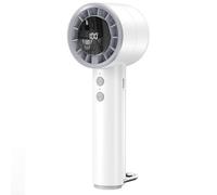 OUILA Mini Ventilador de Mano Portátil, 3000mAh Recargable Ventilador Pequeño De Alta Velocidad Recargable 5 Velocidades, Digital-Blanco