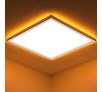 OUILA Plafón LED de Techo Cuadrado 30cm con Luz de Fondo y Modo Luz Nocturna, Blanco Frío, Ultra Delgado, IP44, Lámpara de Techo para Salón, Baño, Dormitorio, Pasillo