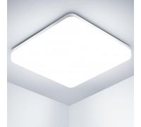 OUILA Plafon LED Techo,20W 2000LM 6500K Lamparas de Techo, IP44 Blanco Frío Cuadrado Ultra Delgado Luz LED Techo Para Salon Baño Balcón Dormitorio Pasillo Cocina