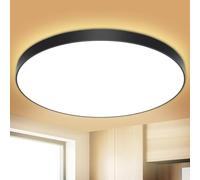 OUILA Plafon LED Techo, 24W 2000LM 3000K Lampara Techo, IP44 Ø28cm Plafones para Techo Led Lampara Led Techo Dormitorio Cocina Pasillo Baño Sala(Negro)