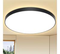 OUILA Plafon LED Techo, 24W 2000LM 4000K Lampara Techo, IP44 Ø28cm Plafones para Techo Led Lampara Led Techo Dormitorio Cocina Pasillo Baño Sala(Negro)