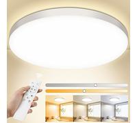OUILA Plafon LED Techo Regulable,24W 3000K-6500K Lampara con Mando a Distancia,2000LM IP44 Lampara para Dormitorio Cocina Salon Baño Comedor Pasillo Ø28cm