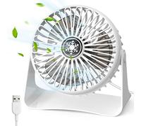 OUILA Ventilador Portatil USB Silencioso Ventilador de Mesa con 3 Velocidades ajustables con Cable de 1.2 Metros 360° Rotation Mini Ventilador USB Personal para Dormitorio, Oficina, Hogar-Blanco