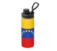 OUInbvv Botella de agua deportiva portátil con diseño de bandera de Venezuela con tapa de bloqueo con bisagras a prueba de fugas, adecuada para exteriores, viajes e hidratación de campamento