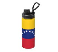 OUInbvv Botella de agua deportiva portátil con diseño de bandera de Venezuela con tapa de bloqueo con bisagras a prueba de fugas, adecuada para exteriores, viajes e hidratación de campamento