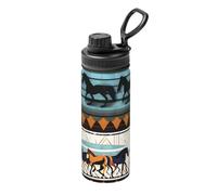 OUInbvv Botella de agua deportiva portátil con diseño de rayas de caballo con tapa de bloqueo con bisagras a prueba de fugas, adecuada para exteriores, viajes e hidratación de campamento