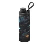 OUInbvv Future Robot - Botella de agua deportiva portátil con tapa de bloqueo con bisagras a prueba de fugas, adecuada para exteriores, viajes e hidratación de campamento