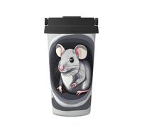 OUInbvv Mouse in the Hole - Taza de café portátil aislada con asa oculta, base antideslizante, diseño a prueba de fugas, adecuada para coche, oficina y uso doméstico