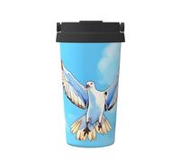 OUInbvv Seagulls in flight - Taza de café portátil aislada con asa oculta, base antideslizante, diseño a prueba de fugas, adecuada para coche, oficina y uso doméstico