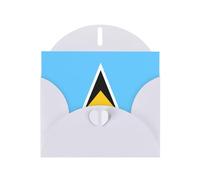 OUInbvv Tarjetas de felicitación de papel nacarado con diseño de bandera de Santa Lucía con sobres blancos personalizados en forma de corazón, vacaciones, cumpleaños, aniversarios