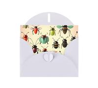 OUInbvv Tarjetas de felicitación de papel nacarado con diseño de pequeños insectos con sobres blancos personalizados en forma de corazón para vacaciones, cumpleaños, aniversarios